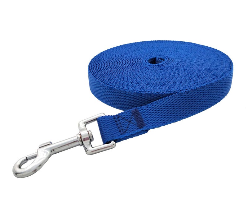 MANDAO Nylon Training Dog Leash for Small Medium Large Dogs, 15ft 20ft 30ft 50ft Long Leash Dog/Puppy Lead for Obedience Recall Training, Camping (30ft, Blue) - Image 3